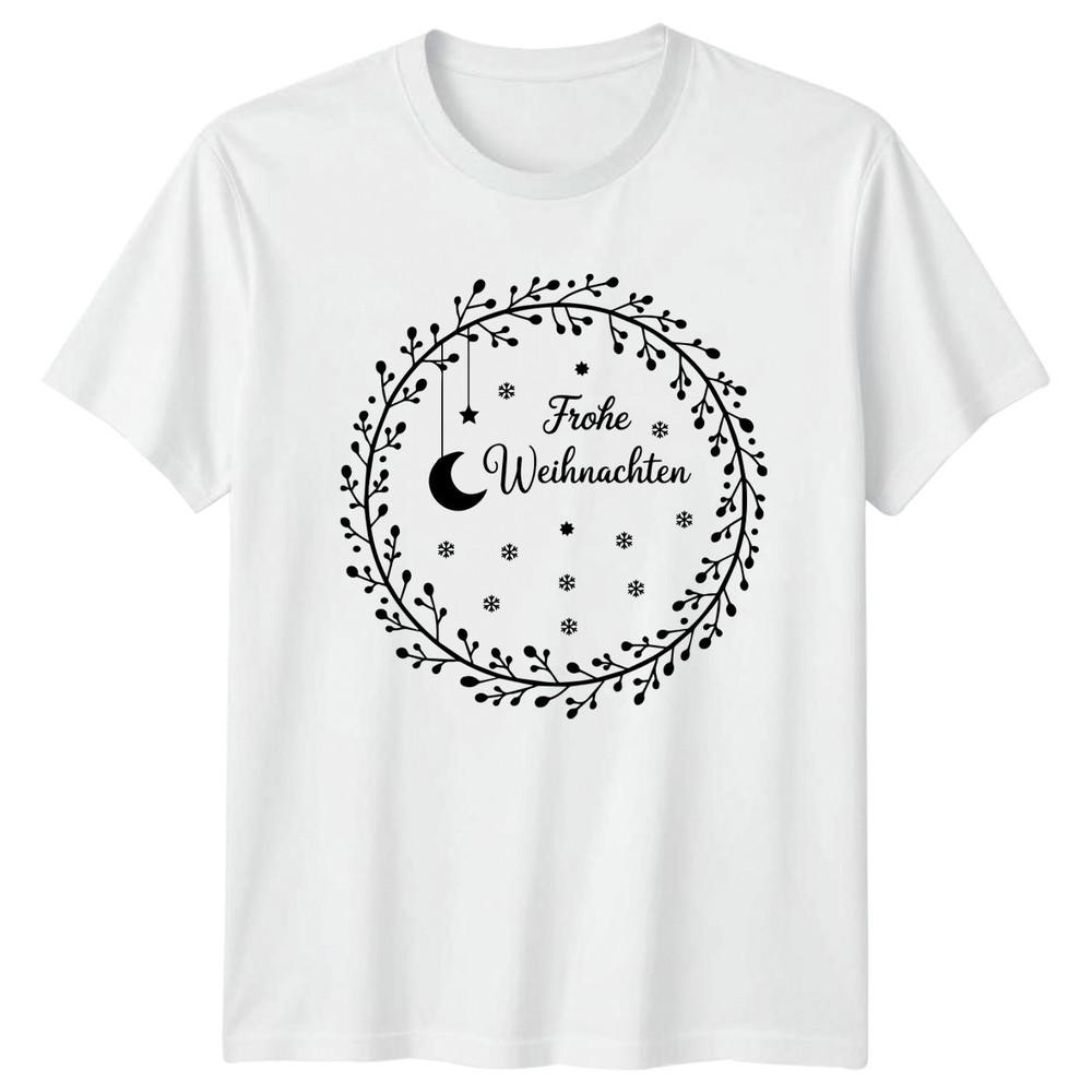 Frohe Weihnachten GerUnisex Christmas Wreath Unisexs TShirt Unisexs Graphic Tee S