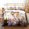 Genshin Impact Bedding Set For Kids Teens Boys Girls Game Duvet Cover With Pillowcase Microfiber Bedclothes Cartoon Bed Linen