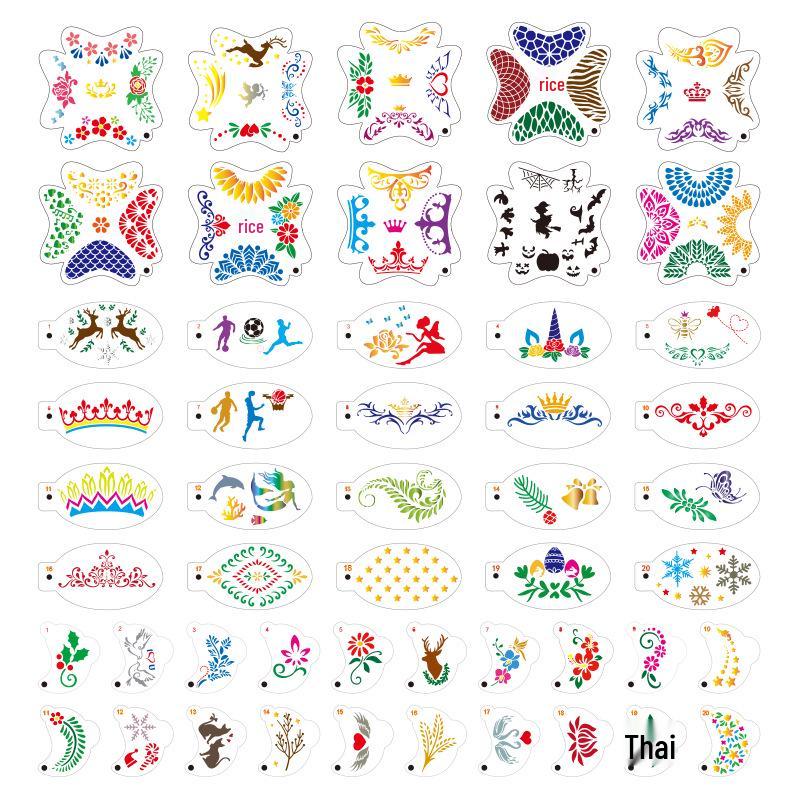 Kinderschmink-Schablonen-Set für Gesicht & Körper für Festivals & Bühnen-Make-up