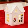 Christmas Mini Village House Figurine LED Lighted Winter Resin Town Cottage Tiny Desktop White House Ornament for Home Shelf Cabinet Table Decor