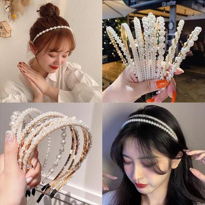 Koreanisches Perlenfeen-Haarband – elegante Haarnadel im französischen Stil mit schlichten Kopfschmuck-Accessoires mit Metallakzenten.