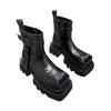 Men's and Women's Same  Spring Short Platform Niche Tooling Locomotive Leather Platform Heels Boots