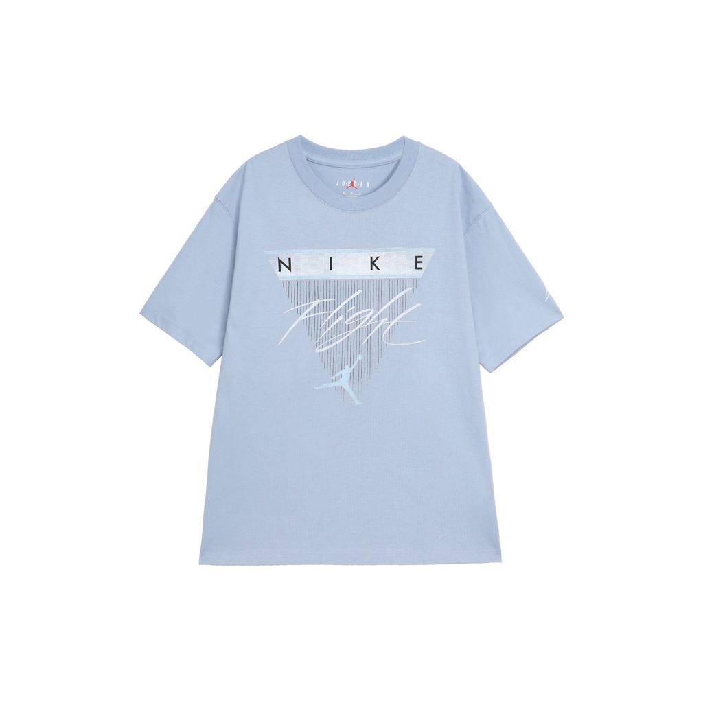 Jordan Alphabet Logo Crew Neck Casual Short Sleeve T-Shirt Women Tops Blue FQ3241-436