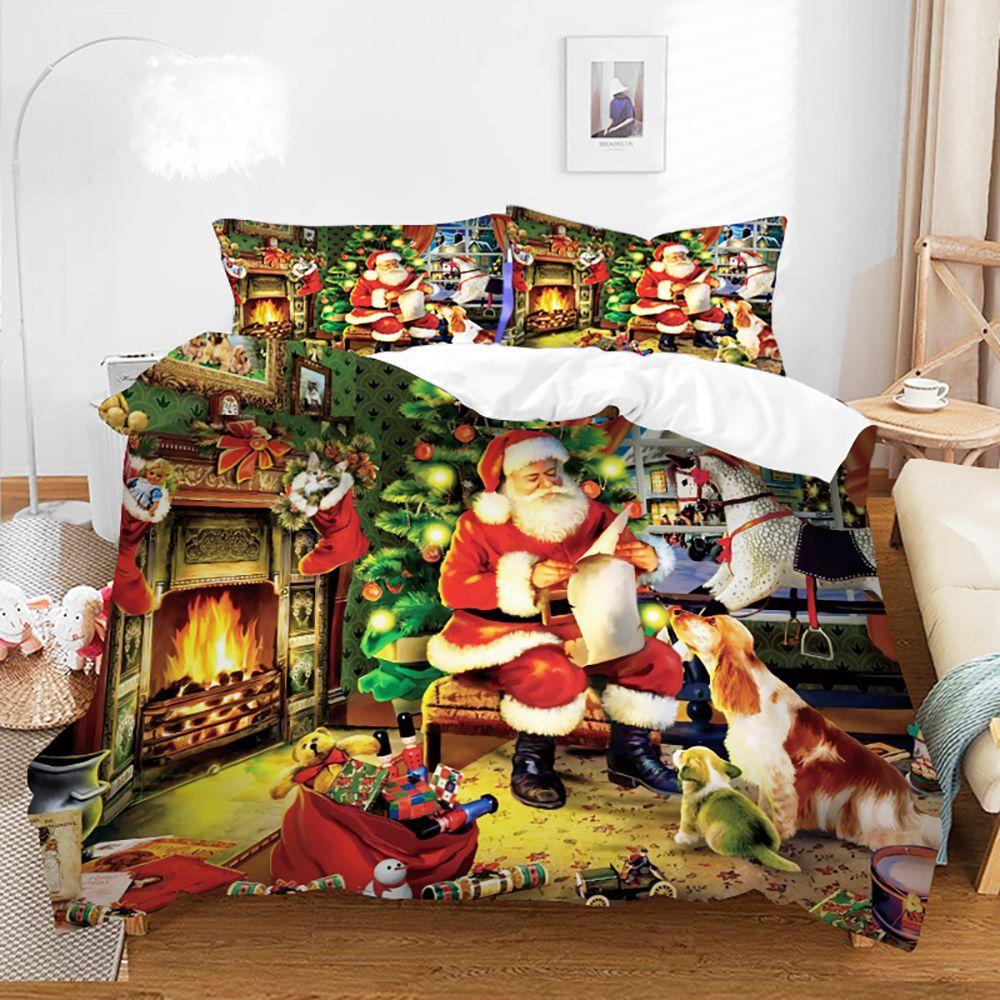 Christmas Christmas cartoon digital printing bedding four-piece set