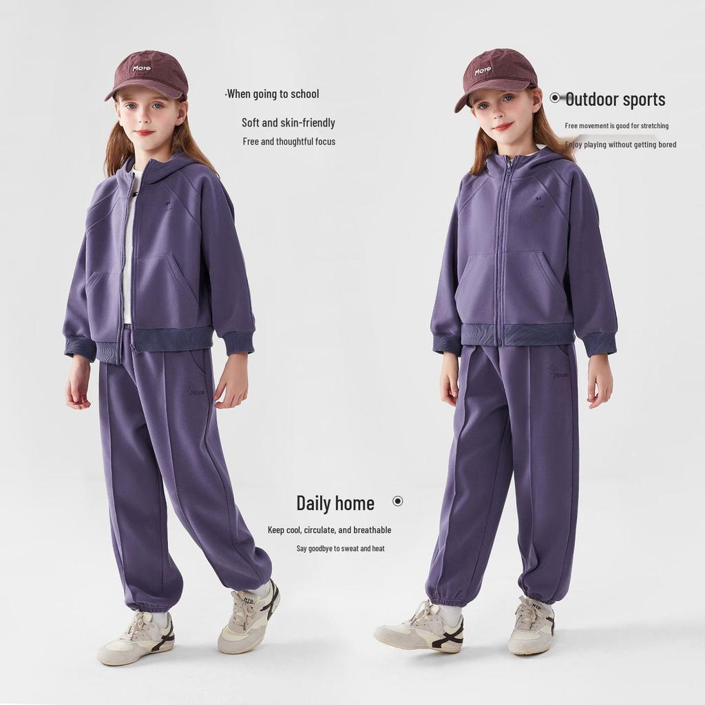 Autumn 2025 Minnie Girls' Tracksuit: Cute Hooded Jacket & Cuffed Sweatpants