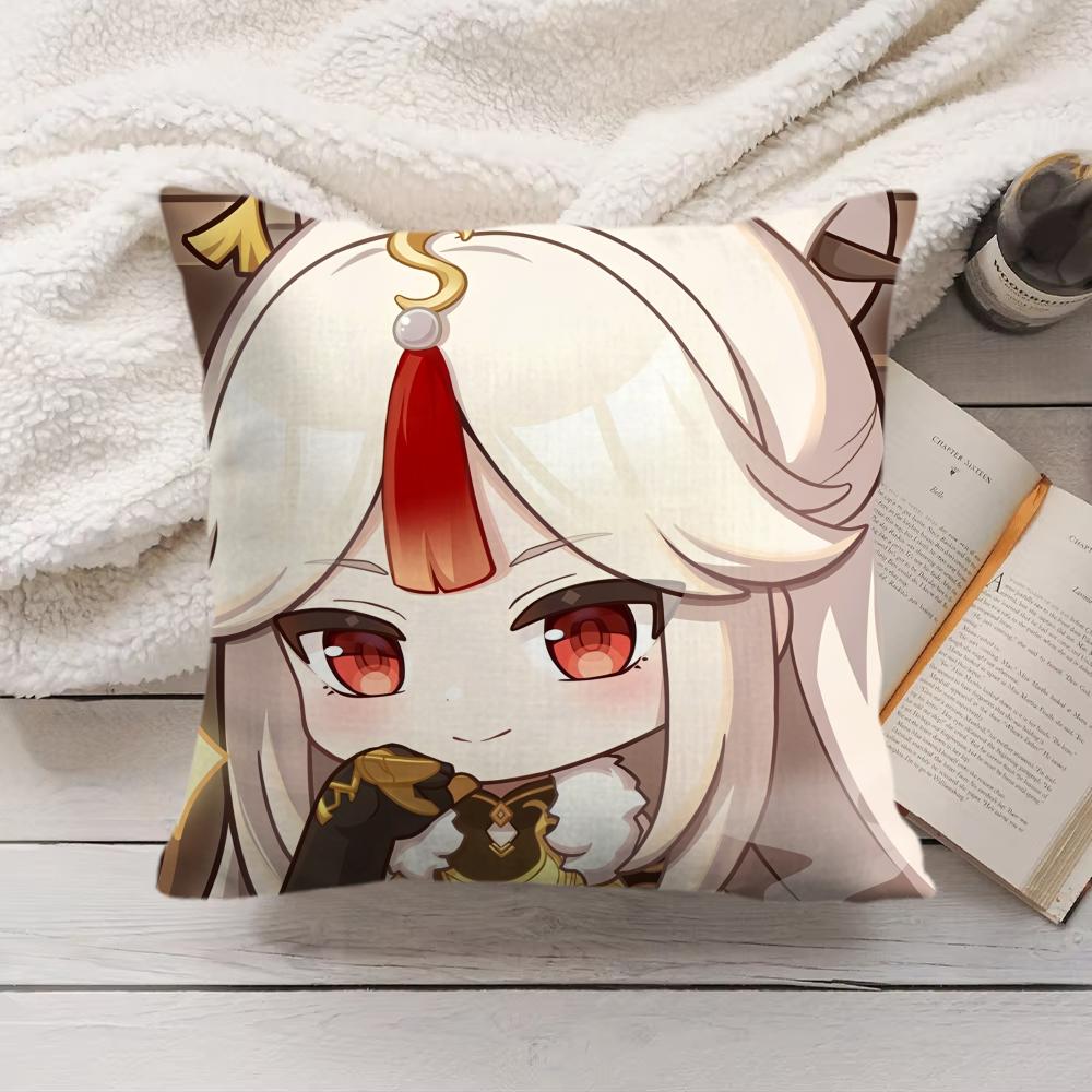 Ningguang Cute Genshin Impact Cushion Cover Silky Short Plush Invisible Zipper Dustproof Sofa Pillow Case For Home Decor