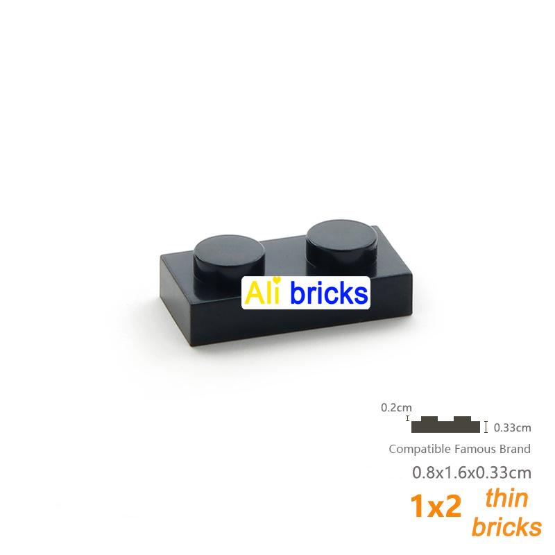 200pcs 1x2 Plate Brick Building Blocks Baseplate 3023 Accessories Bulk Parts Developing Classic MOC Brick Toys for Kids
