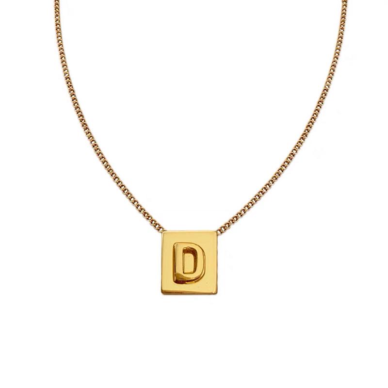 

Gold Square Letter Necklace - Luxury English Alphabet Pendant on Clavicle Chain