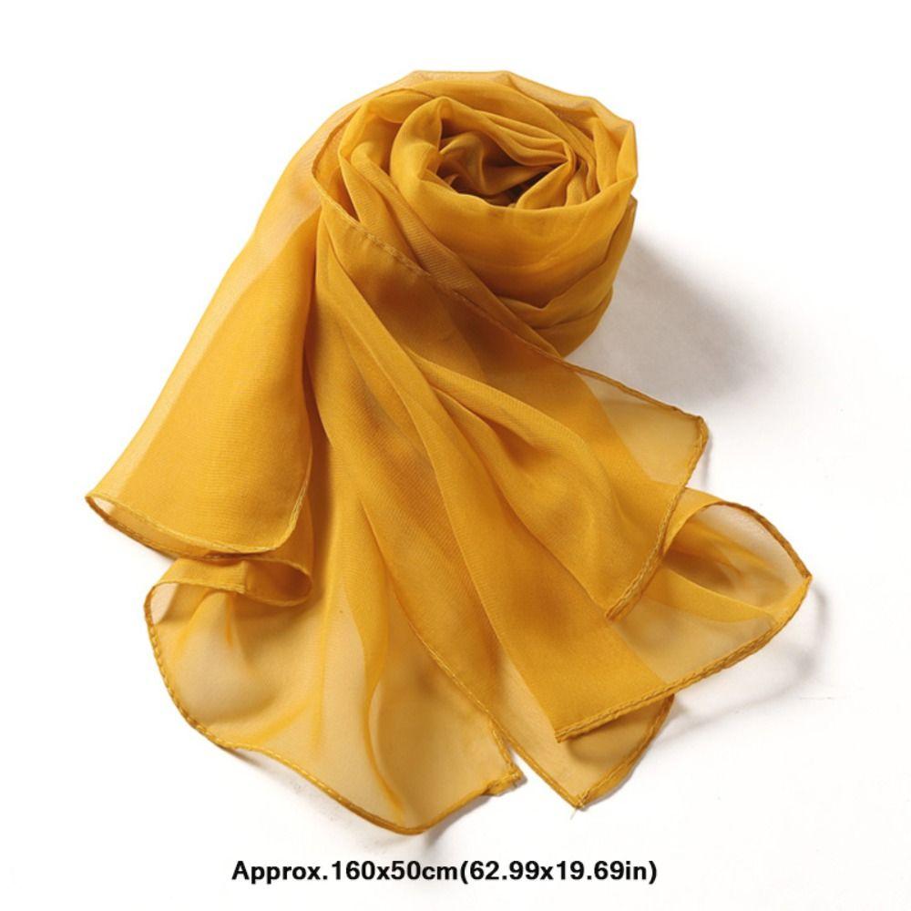 Fashion Chiffon Women Scarf Thin Solid Color Long Shawls and Wraps Soft Breathable Beach Sunscreen Hijab
