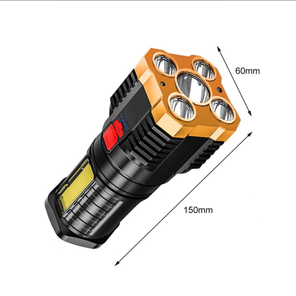2pcs P7900 Super Bright Flashlight Rechargeable Waterproof Spotlight Lamp 300-1000m Range IPX6 Waterproof USB Charging Lamp