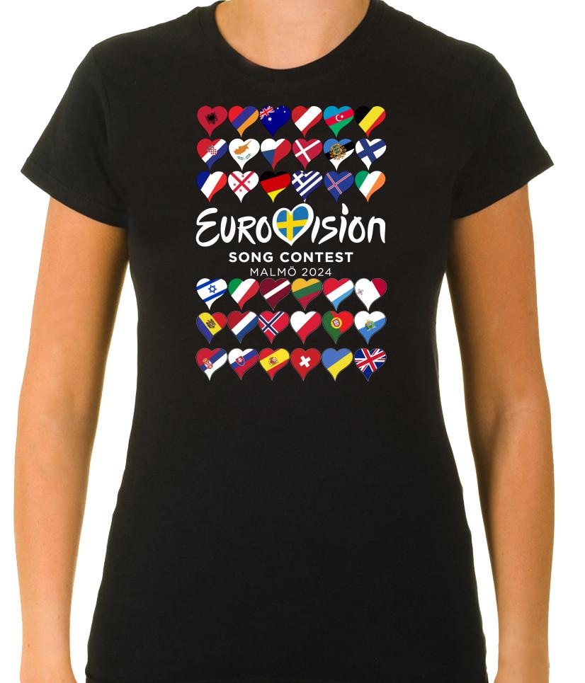 

Song Contest Malmö 2024 Eurovision Short Sleeve White-Black Men s / Women s TSB 4XL