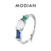 925 Sterling Silver Colorful CZ & Opal Eternity Bands Finger Ring Trendy Stackable Vacation Fine Jewelry For Women Gifts