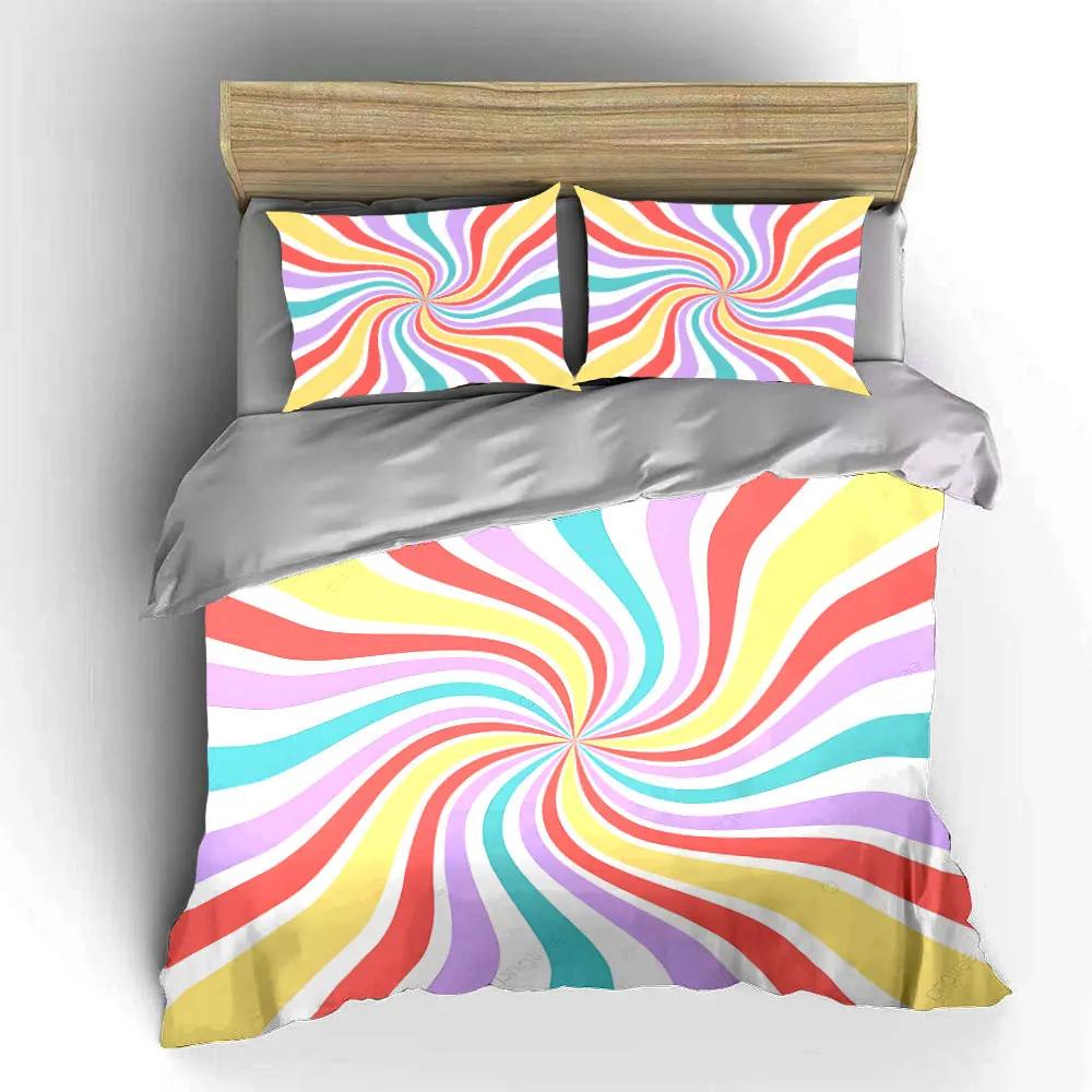 Colorful Abstract Spiral Decor Set Soft Comfortable Duvet Cover Bedding Set Included 1*Duvet Cover & 2*Pillowcases gift