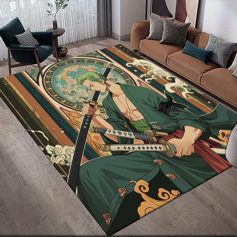 One Piece Zoro & Luffy Anti-Slip Rug, Rectangular Carpet for Bedroom, Game Room & Living Room