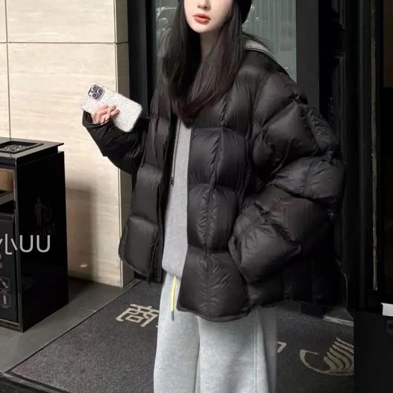 Women's Korean Style Short Tofu Block Down Jacket - Warm, High-End Winter Petite Puffer