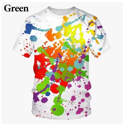 Fashion Women's T-Shirt Summer New Graffiti 3D Printed T-Shirt Color Spray Fashion Art Art Design Wide Short Sleeve Top