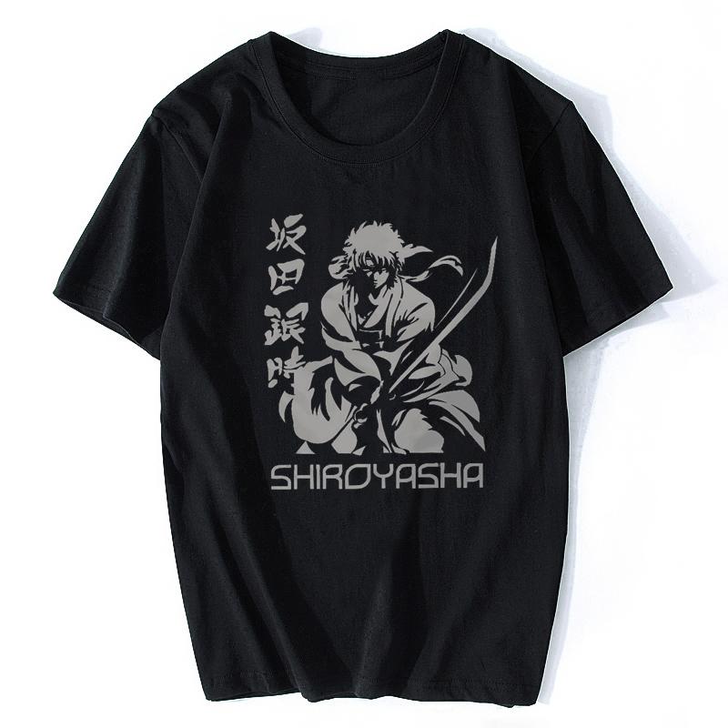 Shiroyasha l Sakata Gintoki GINTAMA Amanto Manga Tshirt Casual Punk T shirt Tops Homme Pure Cot