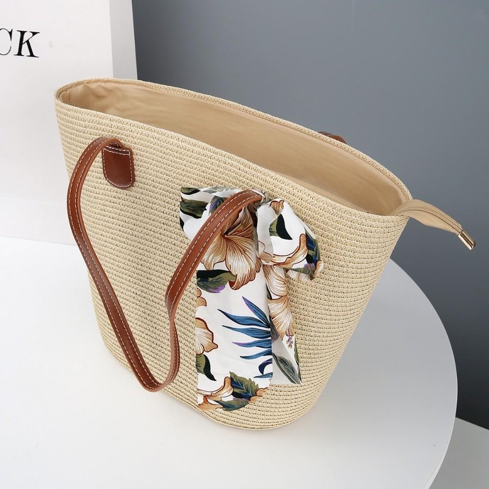 Sun Protection Straw Beach Hat Large Capacity Tote Bag Portable Beach Bag Travel Outdoors
