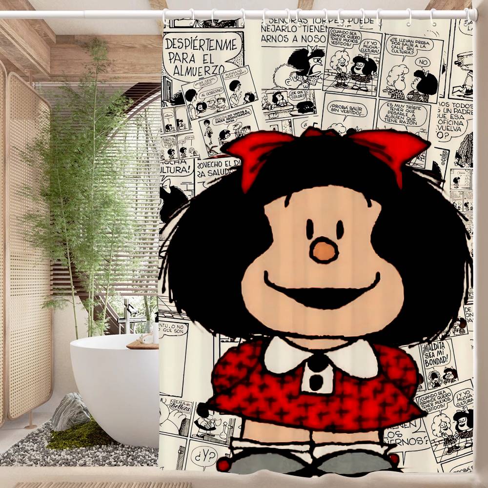Cartoon Mafalda Bathroom Shower Curtain Shielding Partition Shower Curtain Quick Dry Can Be Scrubable Light Opaque Bath