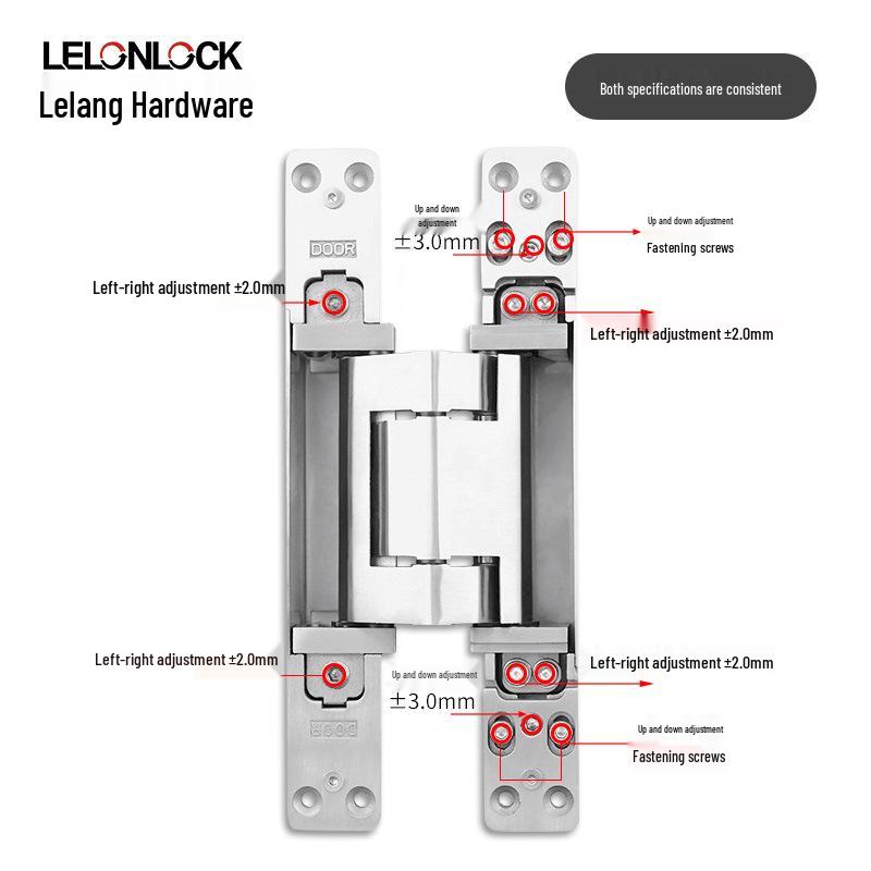 Load-Bearing 200KG 3D Adjustable 304 Stainless Steel Concealed Door Hinge