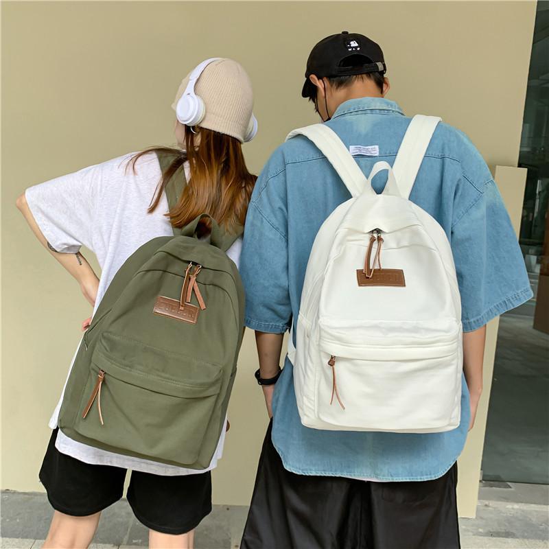 Simple Color Solid Letter Decoration Student Leisure Backpack For School