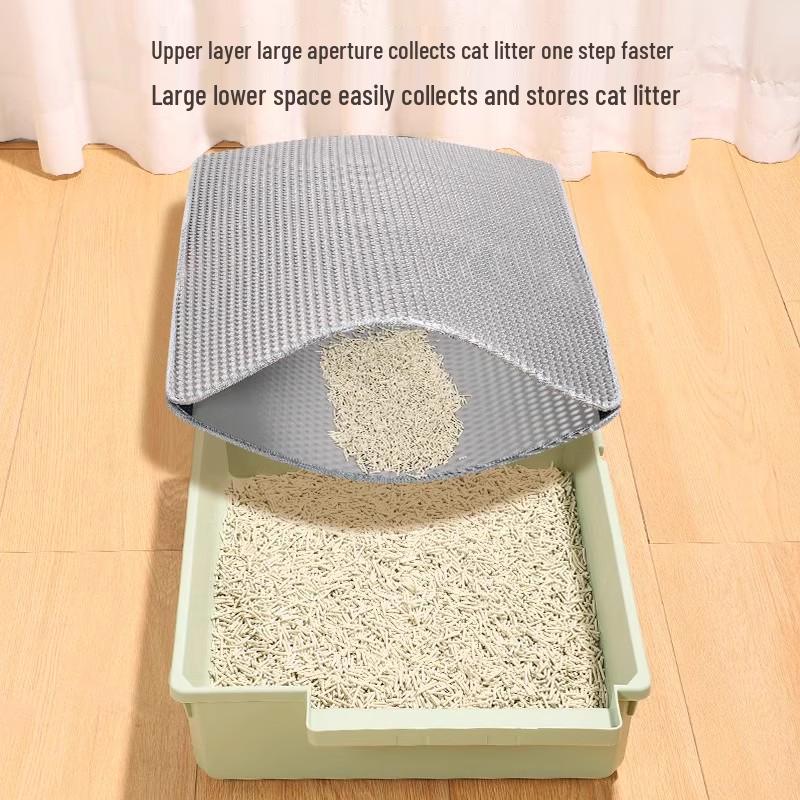 Extra Large Non-Slip Cat Litter Mat - Anti-Tracking, Anti-Splash, Scratch-Resistant, Double Layer, Leak-Proof Sand Control.