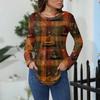 Women's Loose Fit Long Sleeve T-Shirt with Retro Halloween Print, Neck Pullover Top