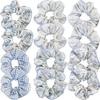 Sea Salt Blue Polka Dot Floral Plaid Large Hair Scrunchie Sweet and Versatile Fabric Hair Tie Hair Accessory