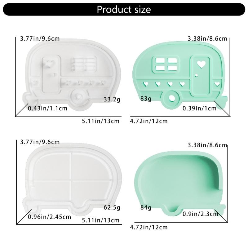 2Pcs Toy Bus Silicone Candle Stand Molds for Epoxy Resin Candle Holder Tealight Stand Bus Silicone Candlestick Molds