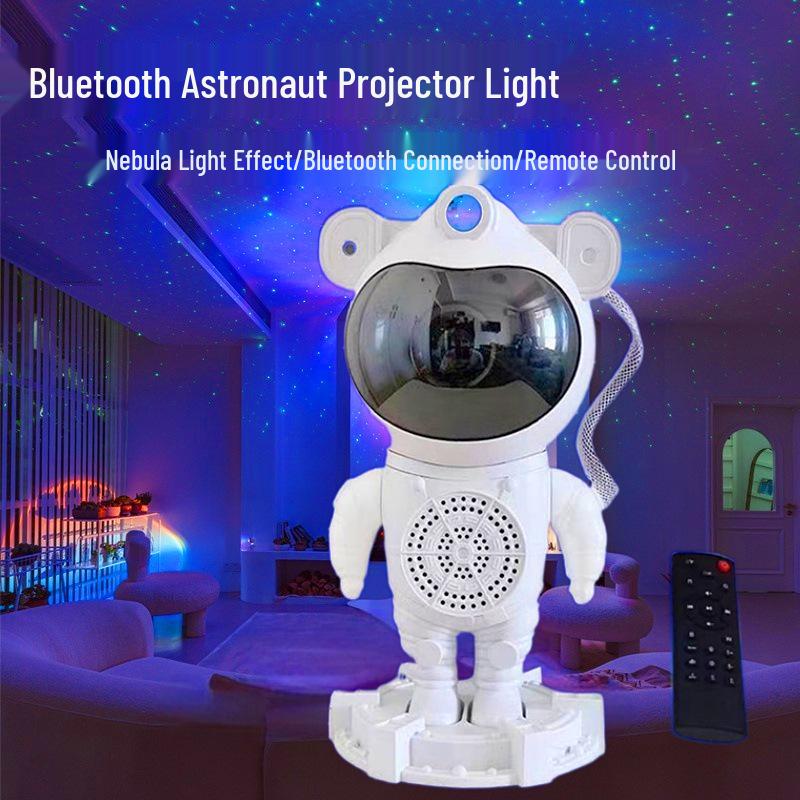 Hot Sale Astronaut Bluetooth Speaker with Colorful Starry Sky Light Projection & White Noise Laser Night Light