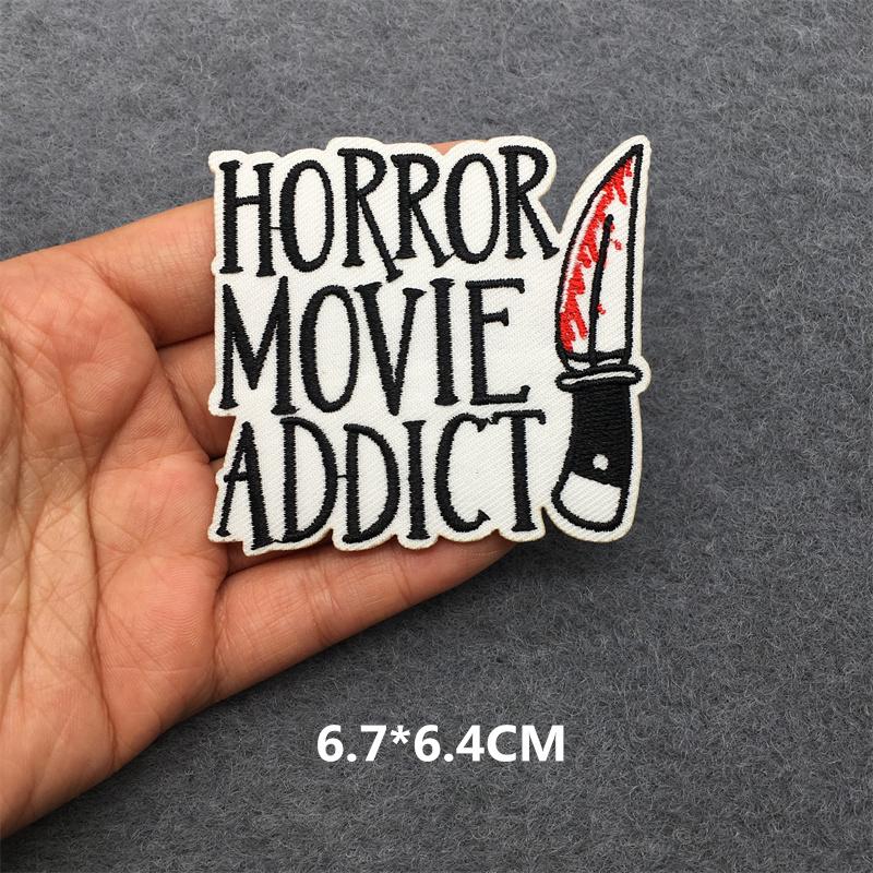 Punk Patch Flame Embroidery Patches For Clothes Scary Skull Iron On Patches On Clothing Embroidered Jacket Badge Sticker