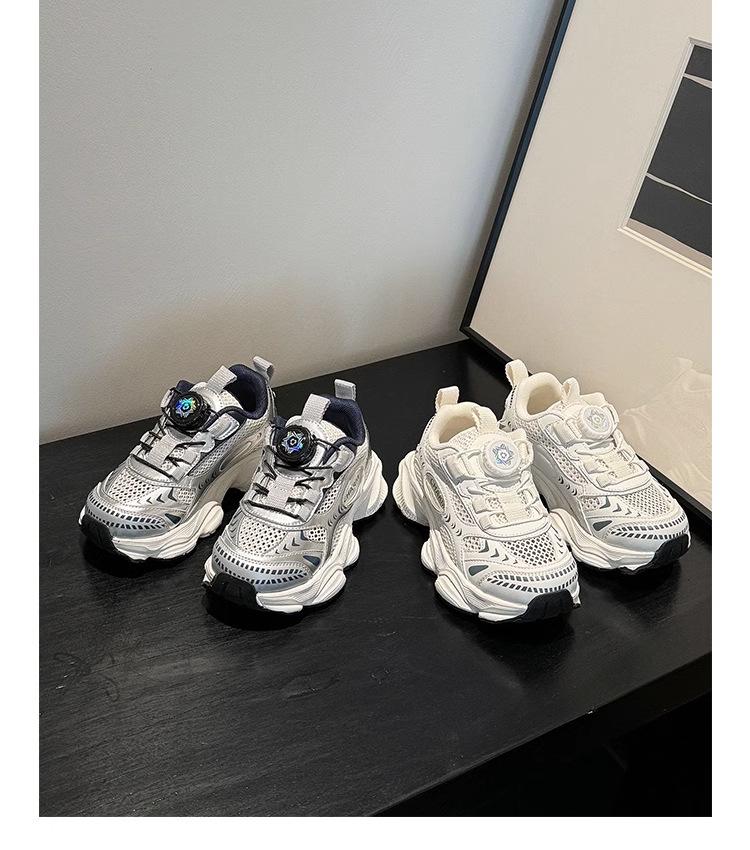 2025 Kids' Breathable Rotating Buckle Sneakers: Lightweight Spring/Autumn Running Shoes for Boys and Girls