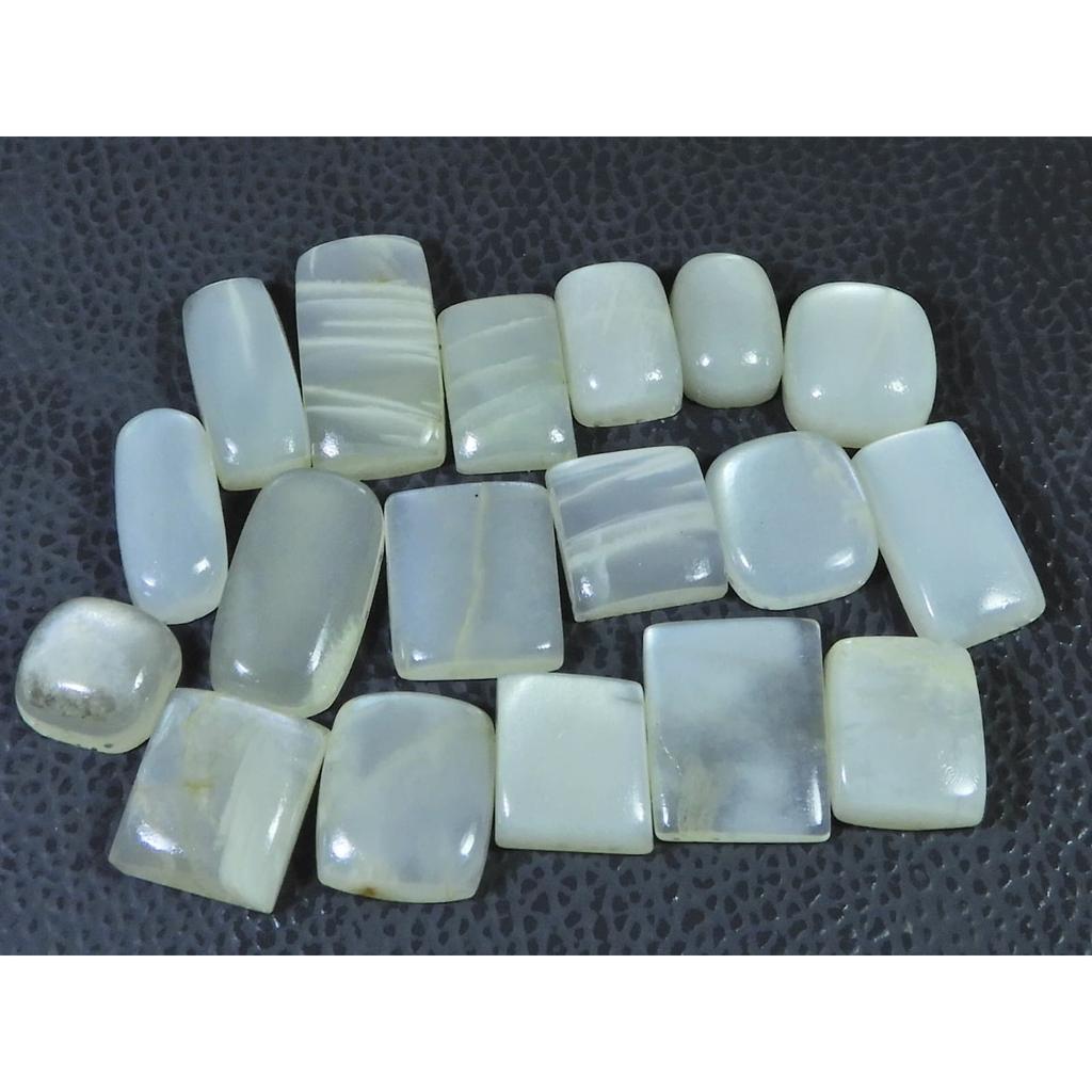 18 Stück Natürlicher Mondstein Achteck Cabochon Lose Edelstein Charge 162 Karat. 11-18MM A-813