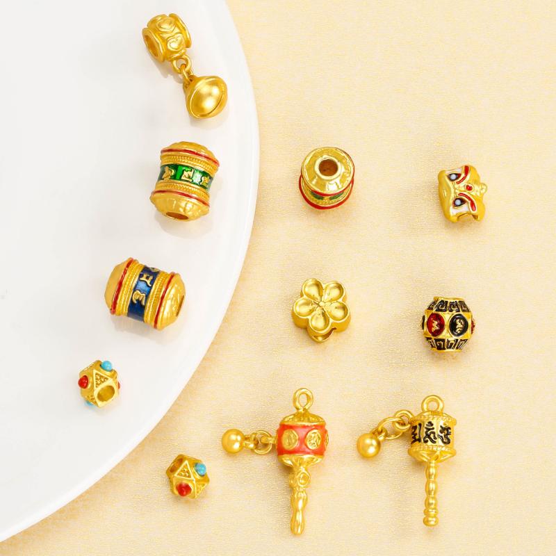 5Pcs Matte Gold Color Brass Special Vintage Style Nepalese Beads Bracelets Spacer Beads Jewelry Making Supplies Diy Accessories