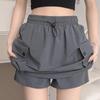 Summer Ins Korean Cargo Short Skirts Women Quick Drying Dress Girls Drawstring High Waist Thin Skirt