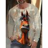 Funny Animal 3D Digital Printed Men's Personalized Trendy Round Neck Long Sleeved T-shirt
