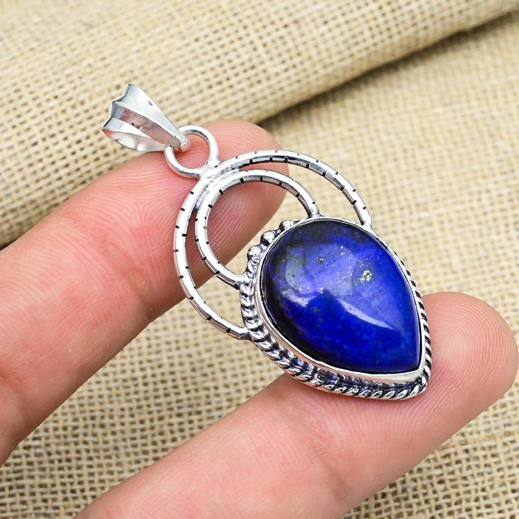 Lapis Lazuli Gemstone Handmade 925 Sterling Silver Wonderful Jewelry Pendant For Mother's Day Gift