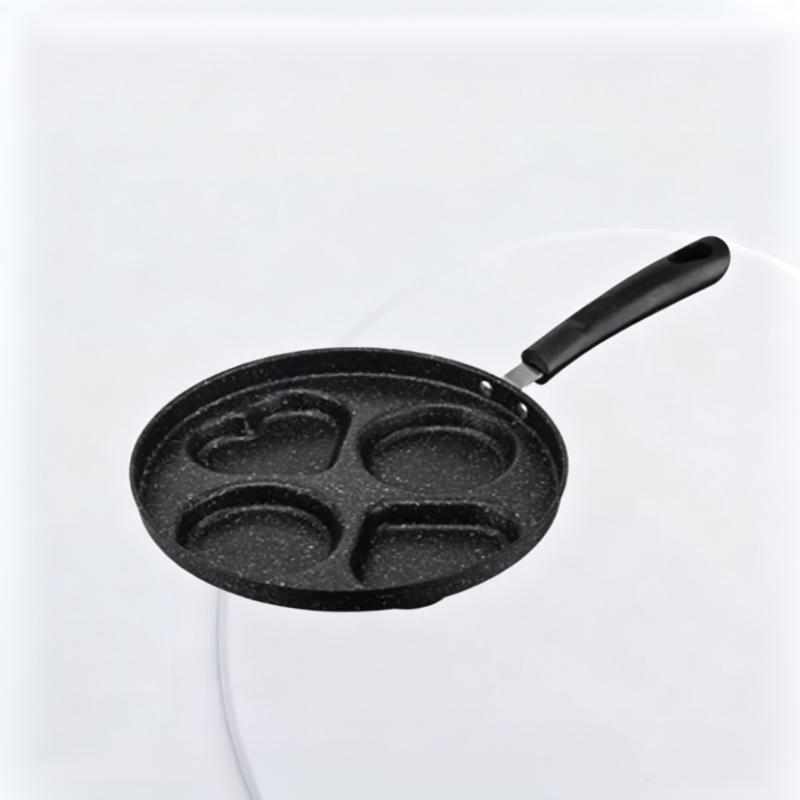 Non Stick 4 Section Maifan Stone Frying Pan Anti Scald Handle Even Heating For Home Kitchen Breakfast Cooking