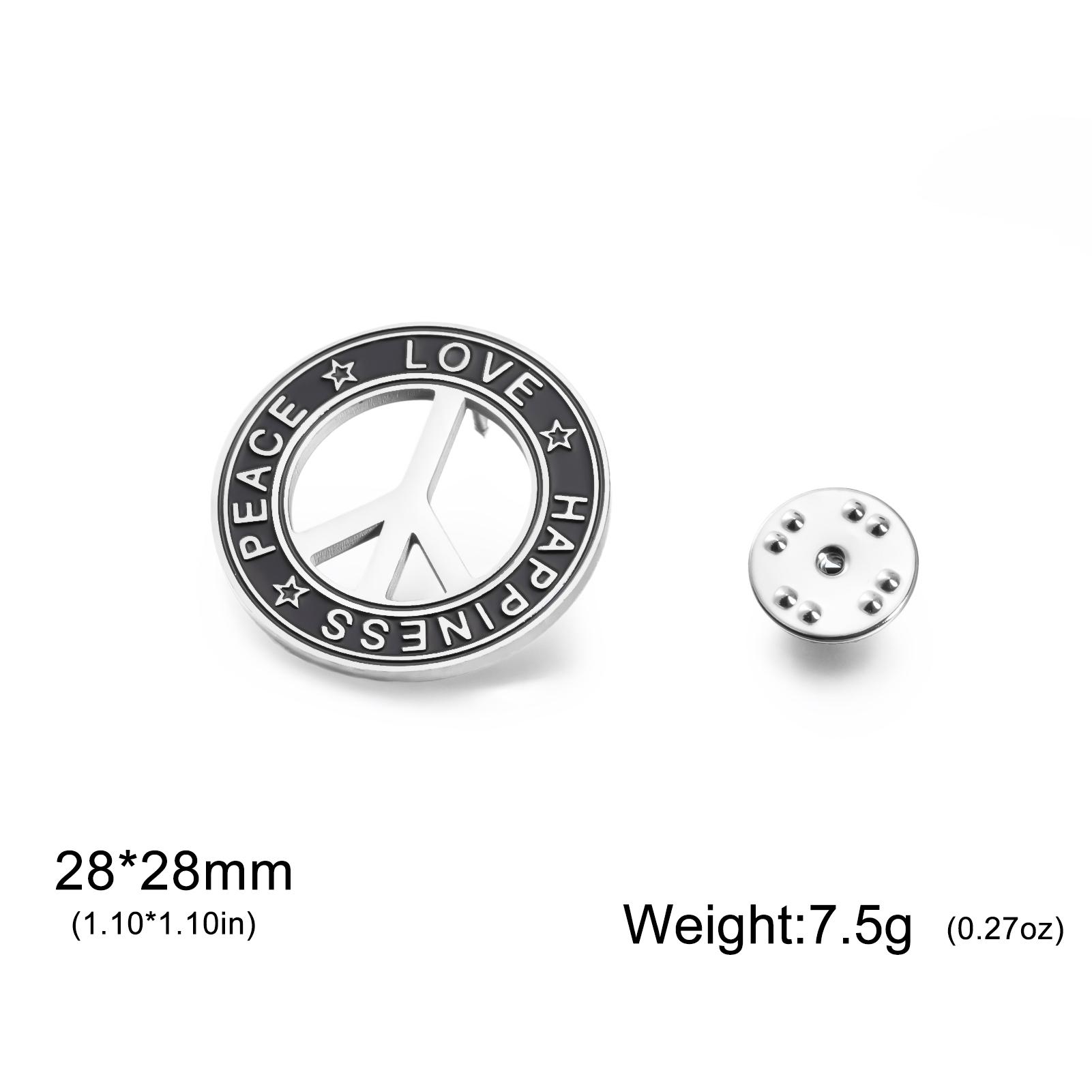 

Stainless Steel Peace Sign Round Brooch for Women Men Happiness Peace Love Lapel Pins Trend Jewelry Accessories Amulet Gifts
