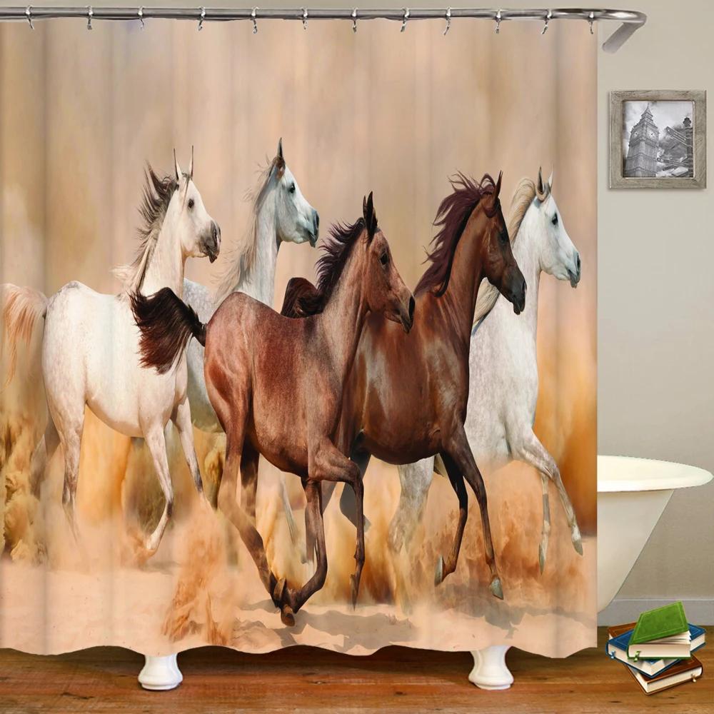 Animals Pattern Bath Curtain Waterproof Shower Curtains Polyester Wolf Lion Bath Screen Print Curtain for Bathroom Home Decor