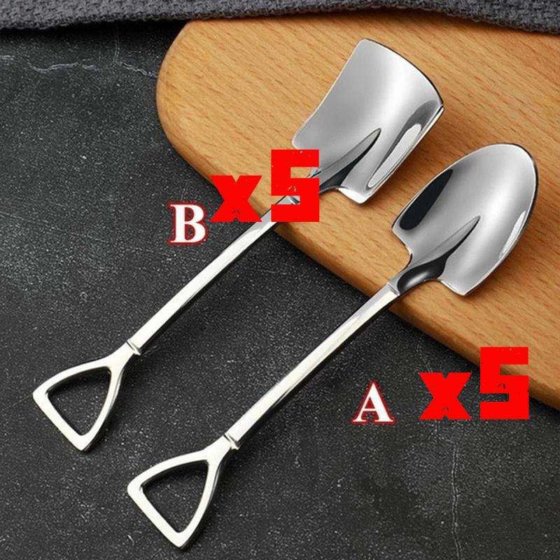 

10pcs Stainless Steel Coffee Spoon Retro Shovel Ice Cream Spoon Creative Teaspoon Fashion Tableware 10pcs