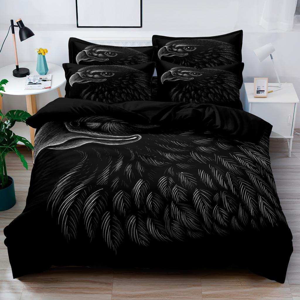 3-Piece Simple Modern Skull Animal Pattern Digital Printed Down Duvet Cover Set,Bedding Set(1 Down Duvet Cover+2 Pillowcases)