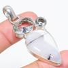 Dendrite Opal, White Topaz 925 Sterling Silver Jewelry Pendant 2.36"
