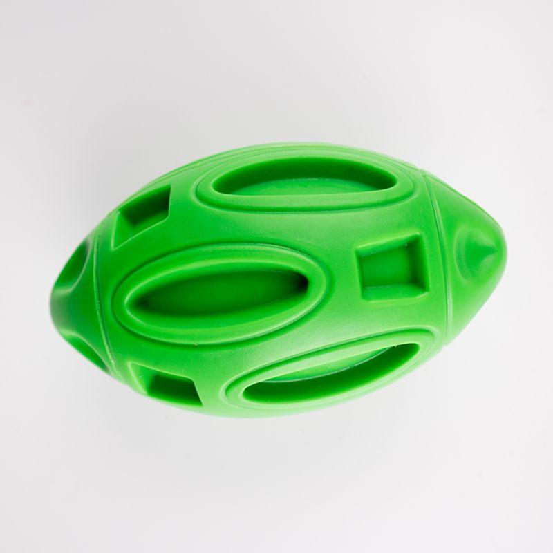 

Товары для питомцев Собака Устойчивый к укусам Молярный Звук Регби Интерактивный Облегчающий Душный Эластичность Не травмирует зубы Резиновый Игрушечный мяч 14.5cm Rugby Green