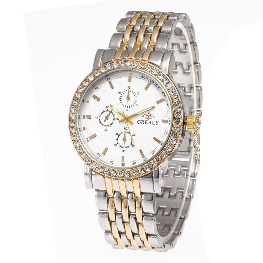 Trendy Rhinestone Ladies Casual Quartz Watch with Alloy Band