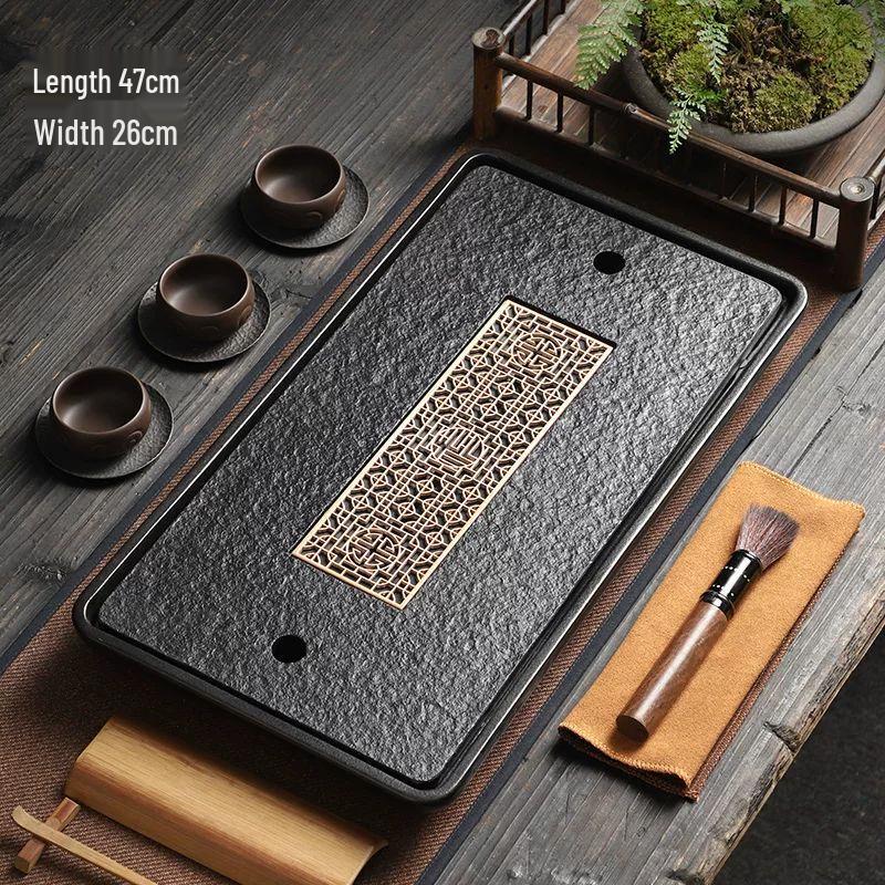Black Gold Stone Drainage Tea Tray