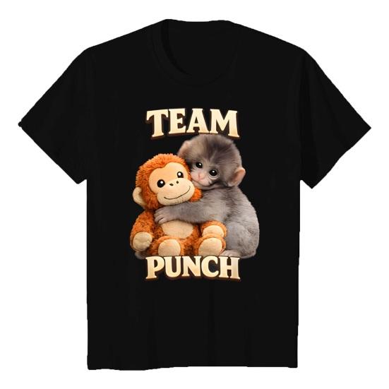 Monkey Punch T-Shirt Short Sleeve Casual Tee Cute Round Neck Monkey Orangutan Pattern Tee Shirt XL чёрный