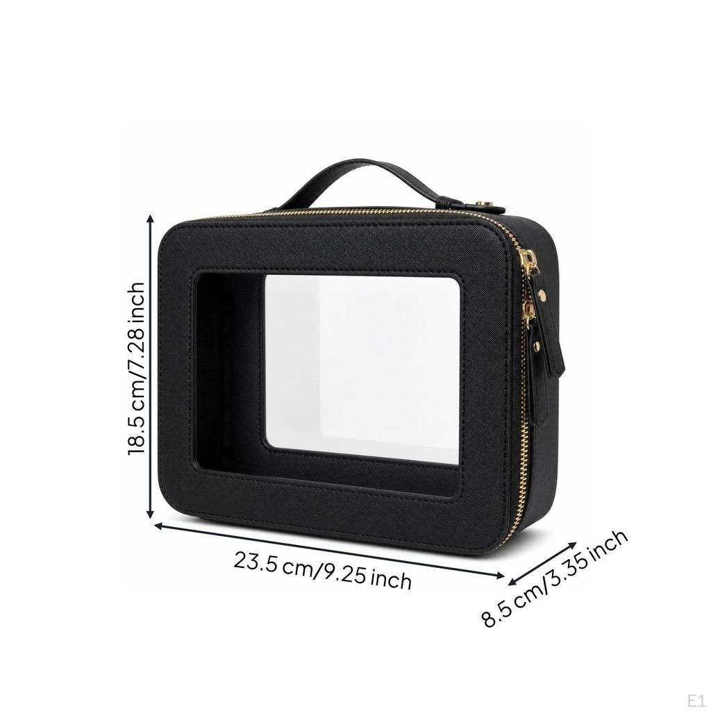 Cosmetic Bag with Carry Handle Transparent Clear Makeup Pouch Compact