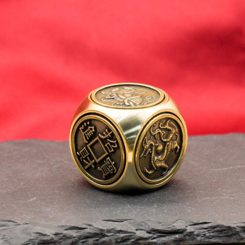 Brass Six-Sided Rotating Fortune Spinner Decompression Ornament