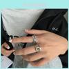Chic Retro Polygon Braided 925 Pure Silver Ring With Intricate Hollow Patterns
